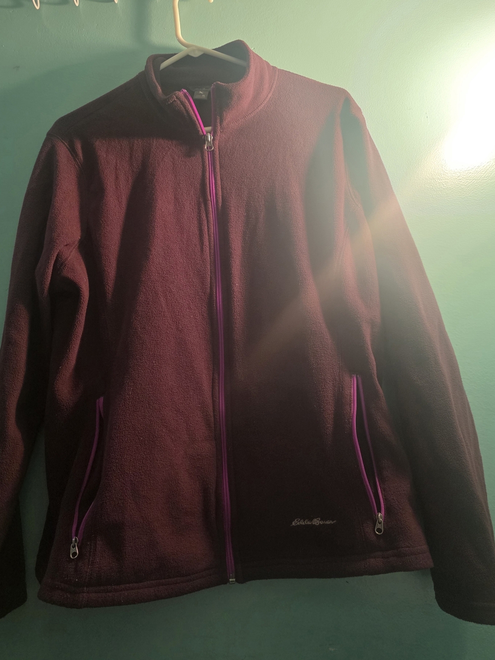 Eddie Bauer Plum Fleece Jacket with Magenta Trim